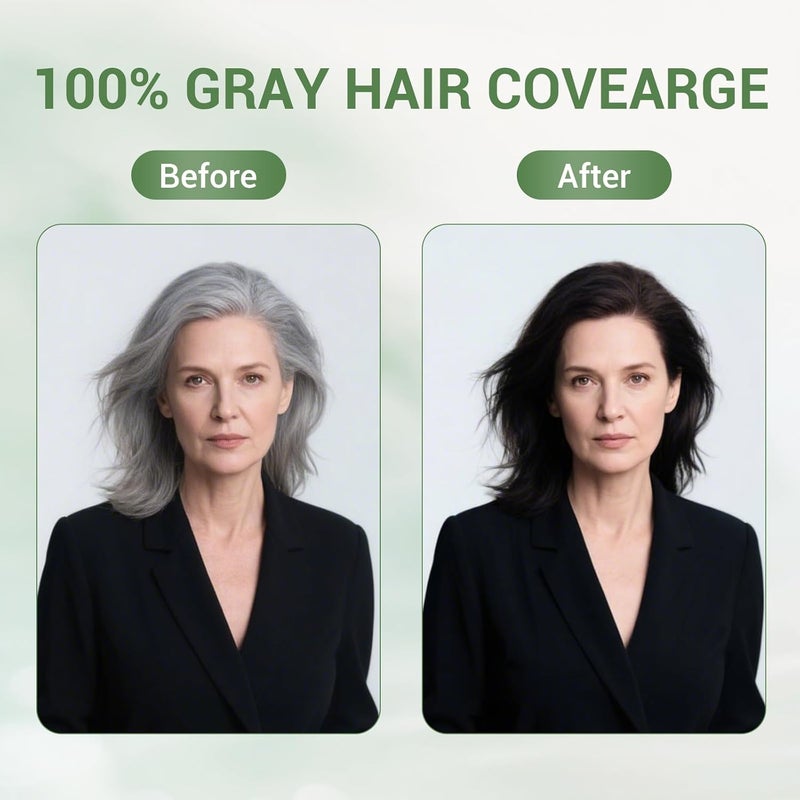 Farndu Black Hair Dye Shampoo for Women & Men, Gray Hair Coverage Herbal Natural 3 in 1 Hair Color Shampoo, Champu para canas - Image 4
